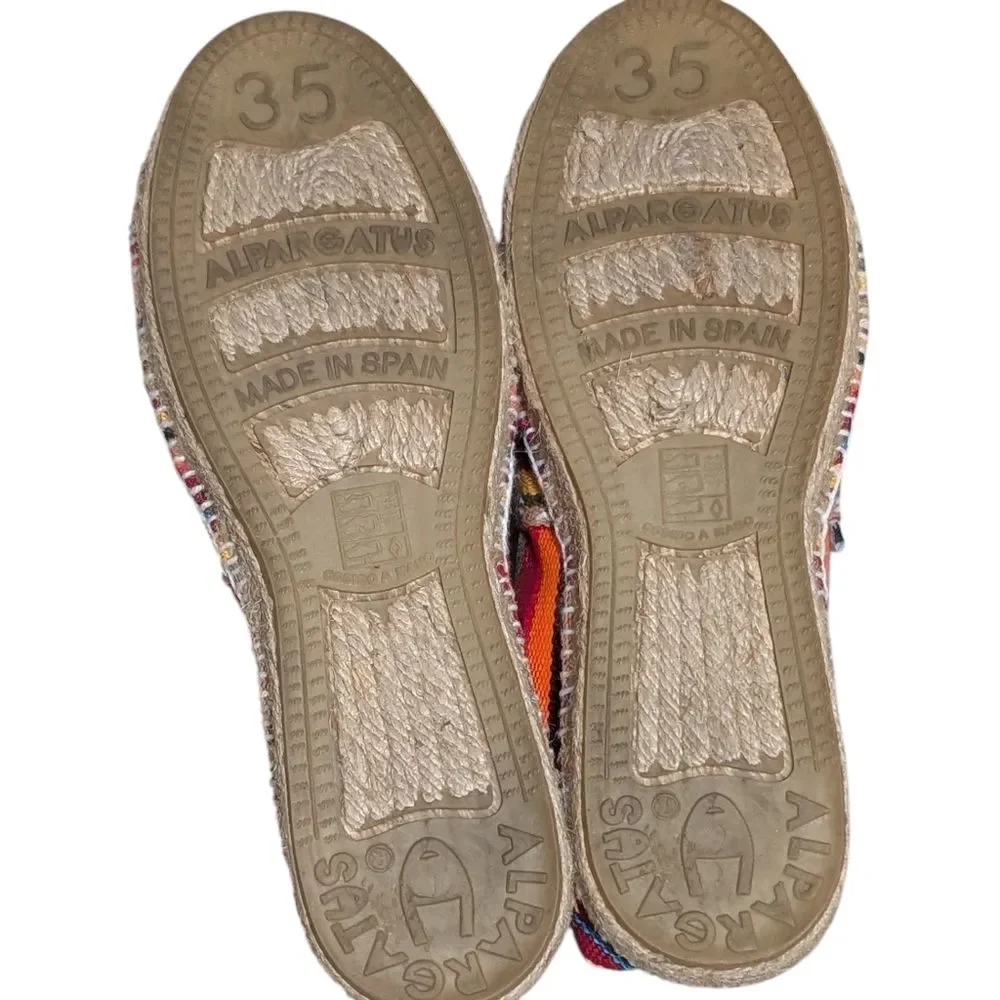 Alpargatus multi-color rainbow striped Espadrille cotton canvas Spain beachy 35